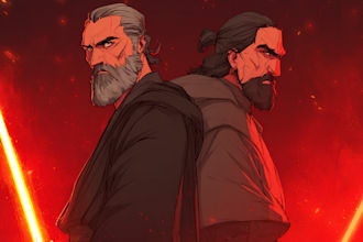 draw sci fi or cyberpunk, star wars character artwork