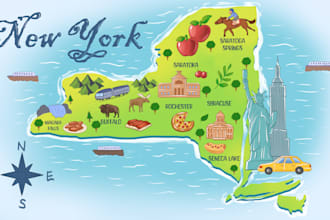 draw a custom illustrated map of any country, city or place