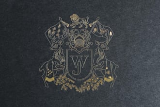 design a heraldic, luxury vintage hand drawn logo
