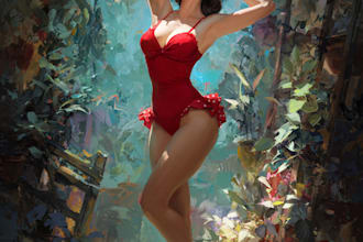 create an illustration of a pin up girl model pinup