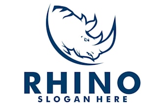 create modern rhino logo with satisfaction guaranteed