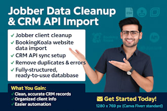 clean import, organize jobber client database or custom API bookingkoala website