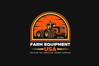 design beautiful farm equipment USA logo
