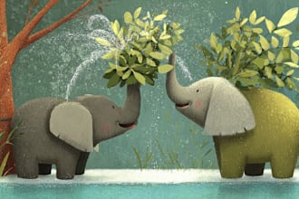 draw professional children book illustrations with fun character