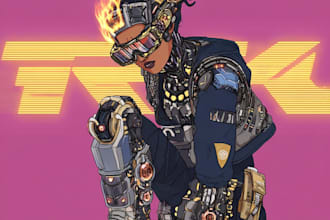 illustrate cyberpunk cyborg art
