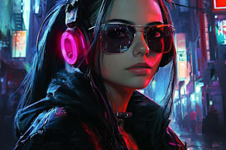 do a cyberpunk anime art