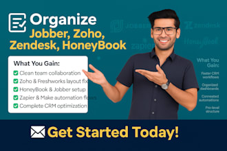 organize jobber crm be your zoho freshwork zendesk honeybook zapier make expert