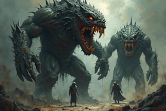draw dark art, horror illustration, brutal monster