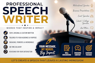 write professional speeches for events and presentations