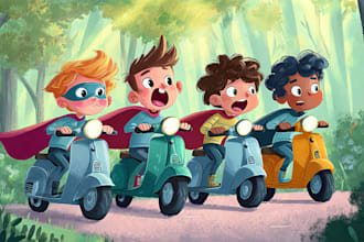 illustrate a magical children book with expressive characters