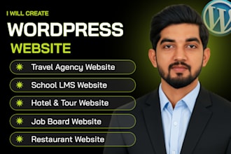 create hotel, restaurant, school lms, job board, tour and travel agency website