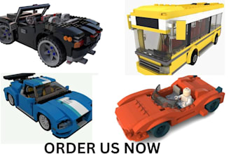 design professional 3d lego set, lego technic car, moc, with manual instruction