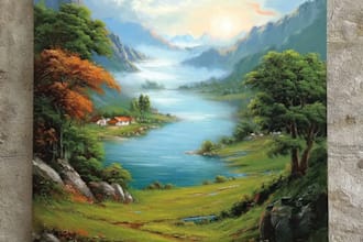 paint landscape in real oil painting