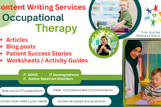 write occupational therapy content, blog posts, and articles