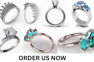 design 3d jewelry model, jewelry cad of rings, pendants, earring with render