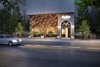 build 3d restaurant design, food court visualization,3d coffee shop,center stage