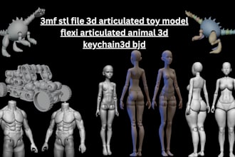 3mf stl file 3d articulated toy model flexi articulated animal 3d keychain3d bjd