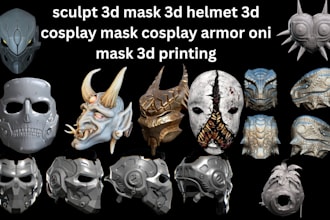 sculpt 3d mask 3d helmet 3d cosplay mask cosplay armor oni mask 3d printing