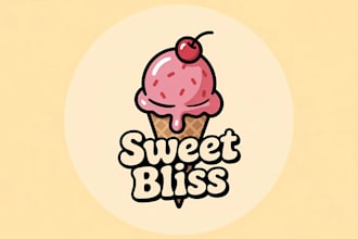 make logo for ice cream, frozen, cake, sweet, candy and chocolate