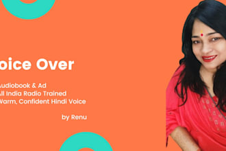 record professional hindi voice over for your audiobook , ad or meditation