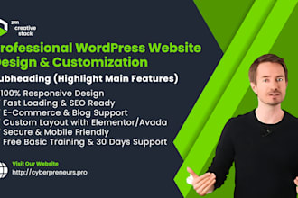 build or redesign wordpress website with elementor or avada