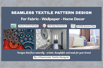 design seamless textile patterns for fabric wallpaper and home decor
