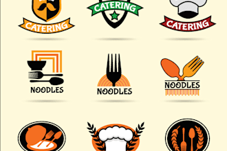 design restaurant, pizza, bbq, coffee shop, juice, catering, food logo