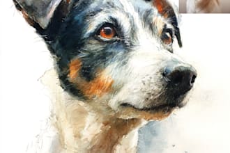 paint dog, cats, whatever pet portrait with watercolor