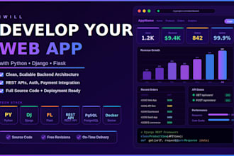 develop software website application with python flask or django