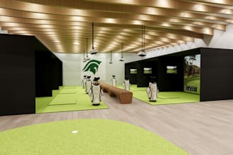rebuild golf simulation,indoor golf training facility, fitting studio design,cgi
