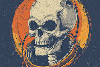 create vintage clothing skull, alien, for graphic t shirt design