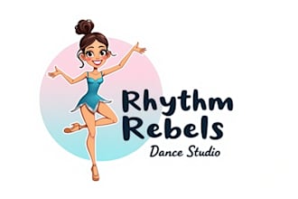 design dance studio mascot logo within new concepts