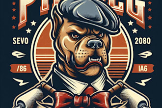 design high quality vintage pitbull mascot logo with t shirt design