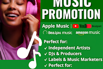 do organic music promotion on apple youtube beatport amazon music