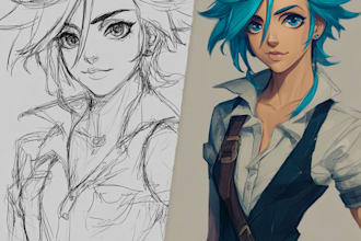 draw anime and game style characters art