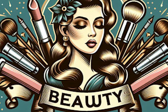 design high quality beauty bar, makeup, woman logo with free source file