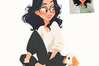 do a cute disney cartoon portrait