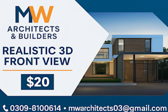 design a complete house plan with 2d floor plan and 3d front elevation
