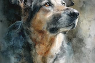 paint dog, cats, whatever pet portrait with watercolor