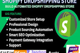 setup automated dropshipping shopify store website, manage shopify store