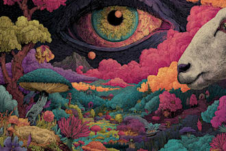 paint stoner, psychdelic, doom, trippy, rock art style logo for your band