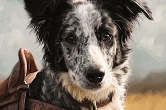 do realistic digital pet portrait dog, cat, horse