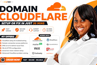 connect domain fix, dns, or setup cloudflare, redirect professionally