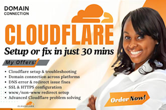 connect domain fix, dns, or setup cloudflare, redirect professionally