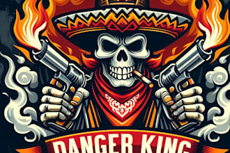 design high quality vintage danger king smoke mascot logo with t shirt design