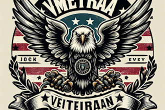 design high quality vintage eagle military veteran logo with t shirt design