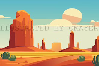 create minimalist vector landscape illustrations