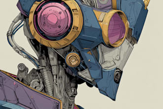 custom futuristic mecha robot character illustration art