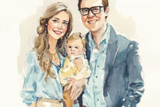 create a watercolor family portrait