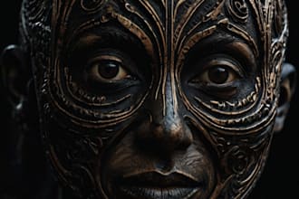 draw detailed dark art with woodcut or linocut style